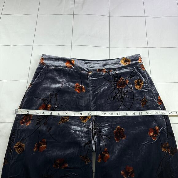 Anthropologie Ett Twa Pants Womens Small Gray Jesse Velvet Floral Wide Leg Party - Picture 8 of 12